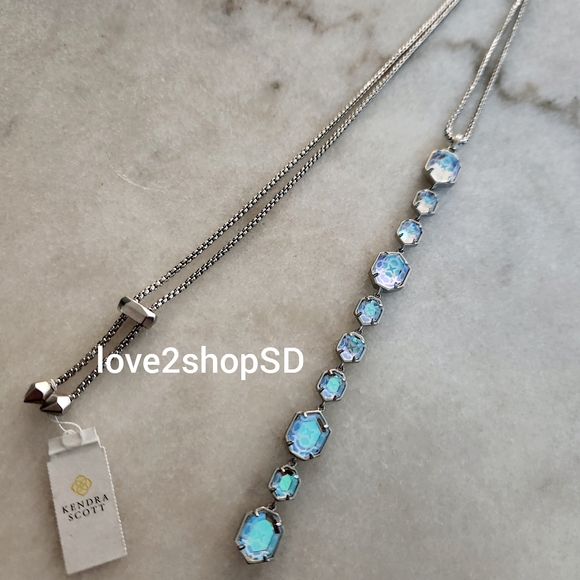 Kendra Scott Silver Dichroic Darrell Y necklace BNWT Rare. Absolutely gorgeous - Picture 2 of 3